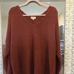 Lucky Brand Rust V-Neck Knit Sweater